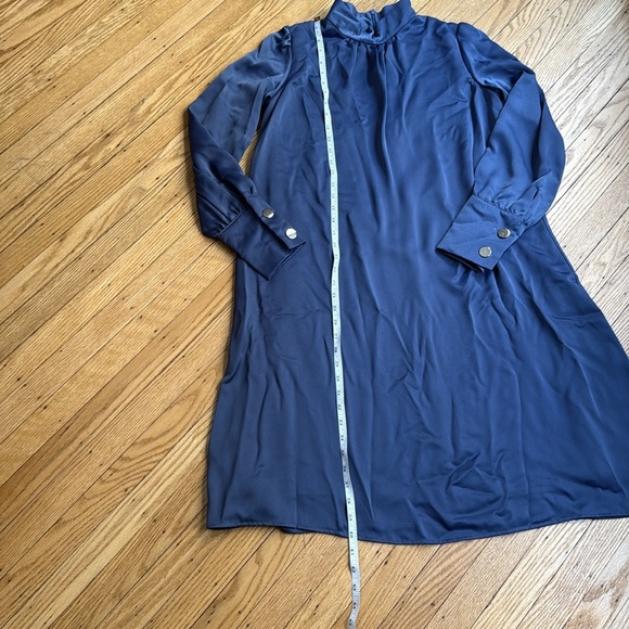 JAPPAREL long sleeve  Blue satinMidi Dress size small - Picture 4 of 11
